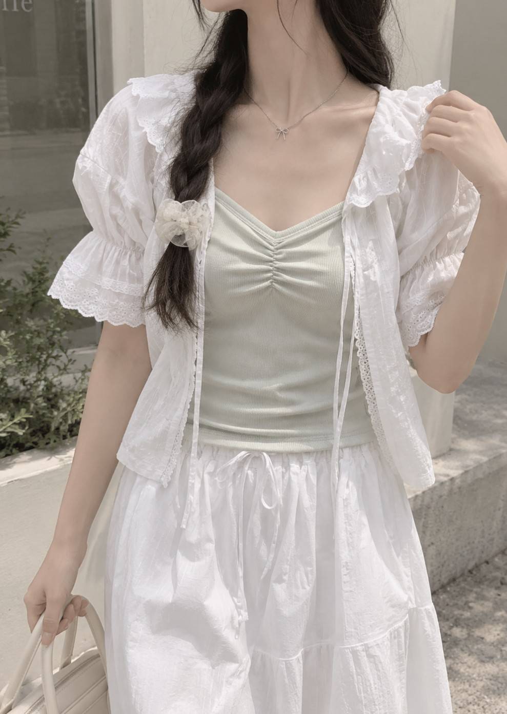 〔預購〕Mint Étoile 薄荷星光抓皺細肩背心