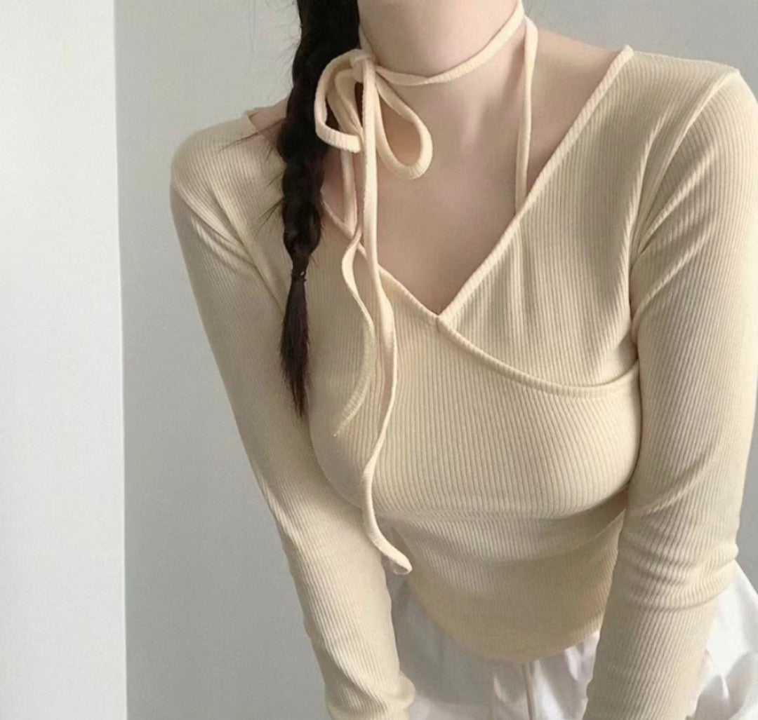 〔預購〕♡芭蕾繞頸緞帶微醺上衣♡ 闆娘pick