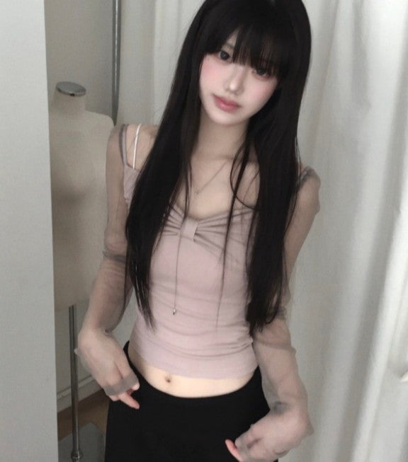 〔預購〕♡柔霧芭蕾透膚薄紗長袖 ♡