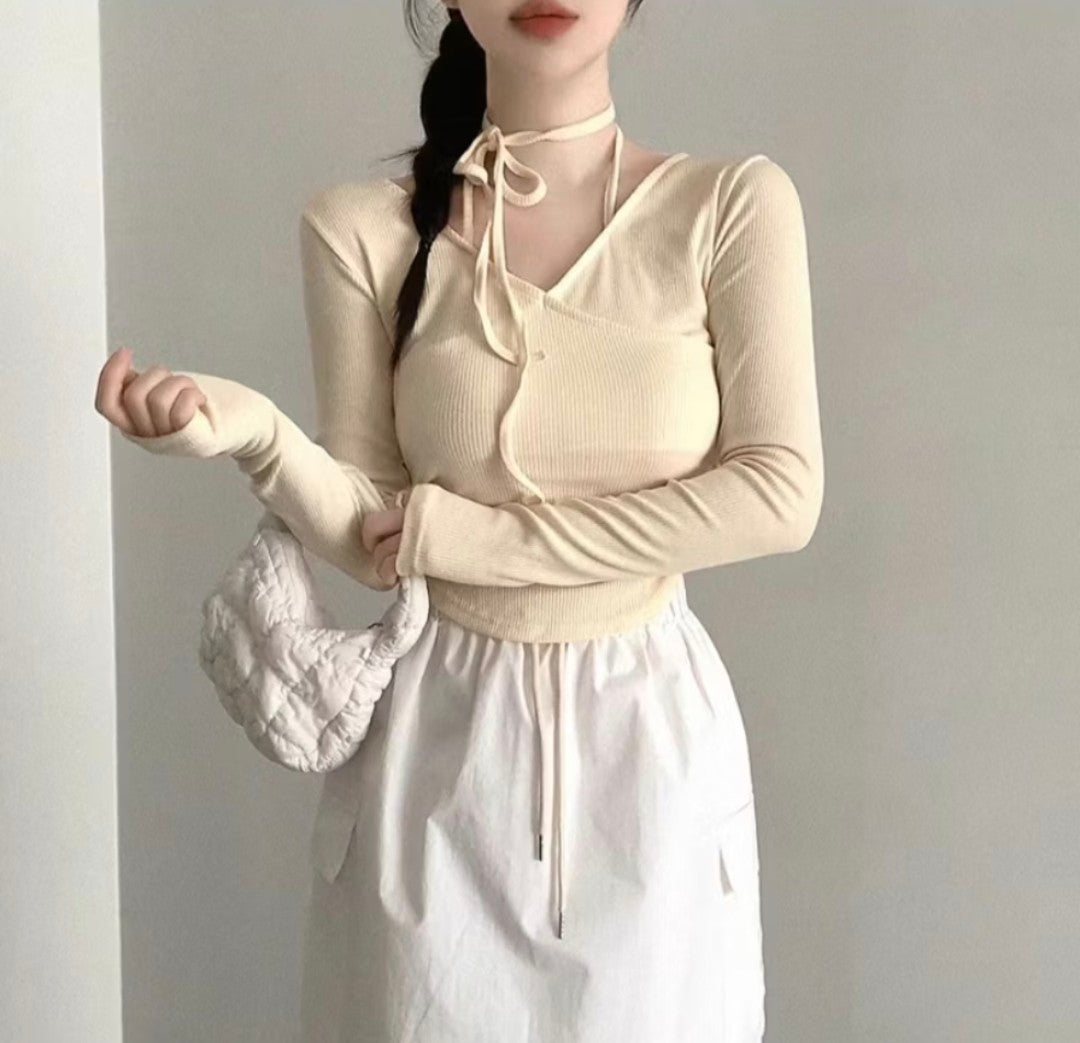〔預購〕♡芭蕾繞頸緞帶微醺上衣♡ 闆娘pick