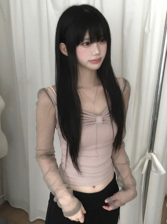 〔預購〕♡柔霧芭蕾透膚薄紗長袖 ♡