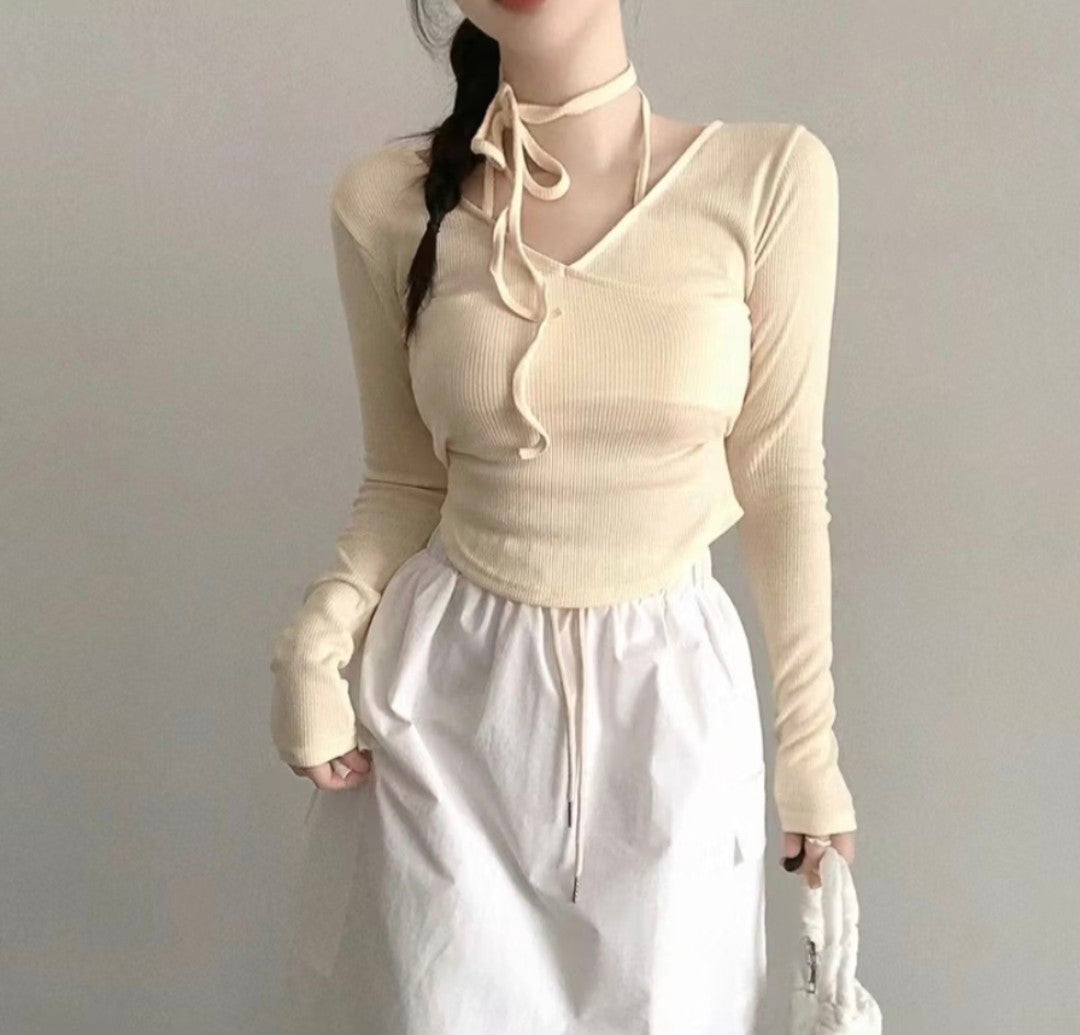 〔預購〕♡芭蕾繞頸緞帶微醺上衣♡ 闆娘pick