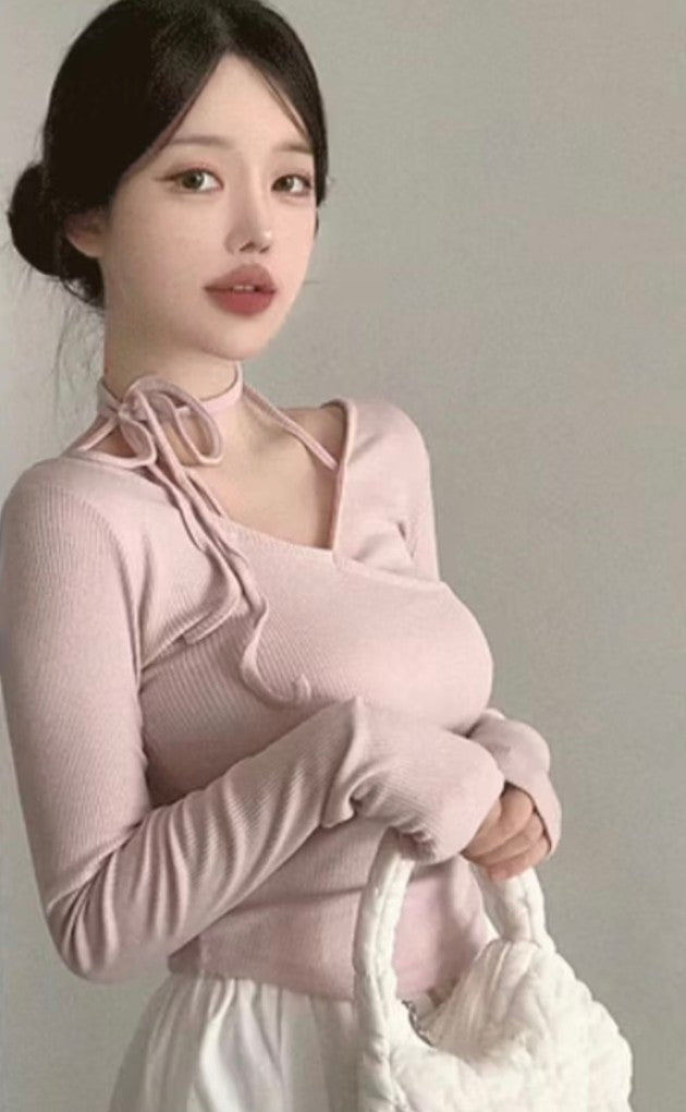〔預購〕♡芭蕾繞頸緞帶微醺上衣♡ 闆娘pick